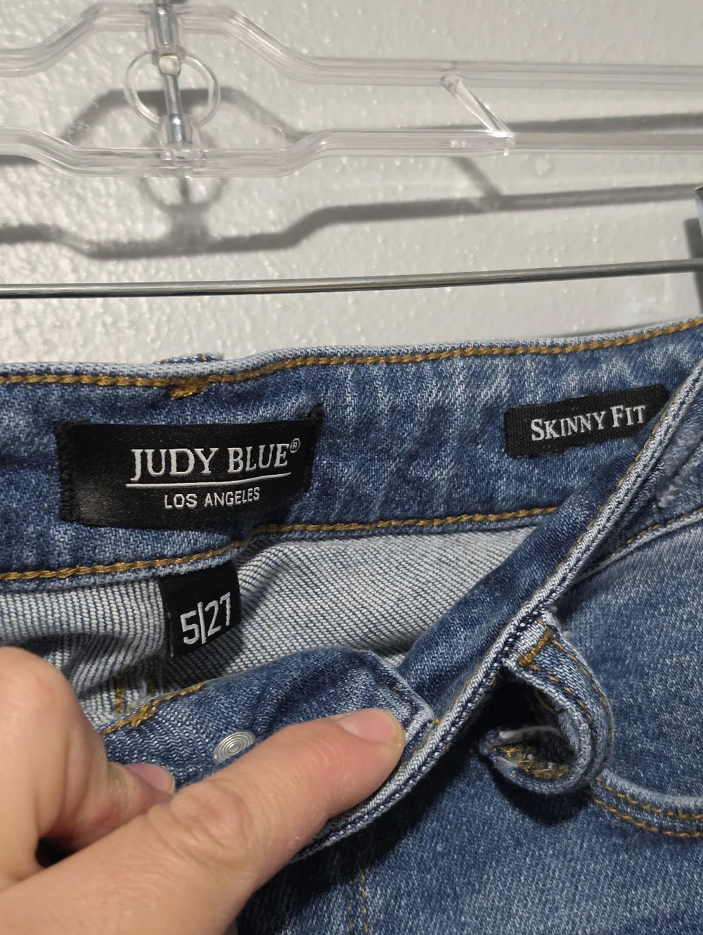 JUDY BLUE Jeans Womens Size 5/27 Blue Mid Wash Skinny Sharkbite Y2K JB8842 - Picture 4 of 8